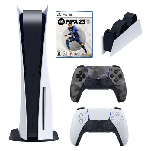 کنسول بازی سونی مدل PlayStation 5 ظرفیت 825 گیگابایت ریجن 1218 آسیا به همراه دسته اضافی و پایه شارژر و بازی FIFA 23 (2) zvltZA